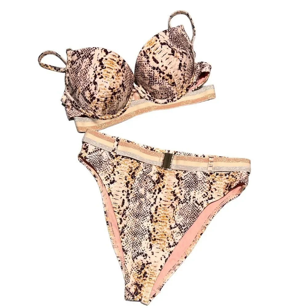 RI Resort Two Piece‎ Python Printed Bathing Suit Size M D24
